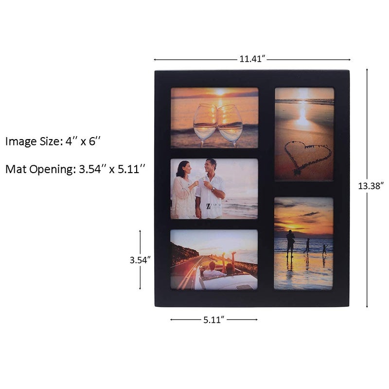 UMICAL 4x6 5-Opening Picture Frame with Shatter-Resistant Glass & Black Wood 4x6 Collage Photo Frames for 4x6 5 Pictures Display Made for Tabletop Stand and Wall Mounting - Image 4
